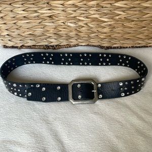 Black Embellished Studded Rhinestone Silver Metal Buckle Belt Size Small/Medium